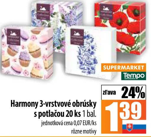 Harmony 3-vrstvové obrúsky s potlačou