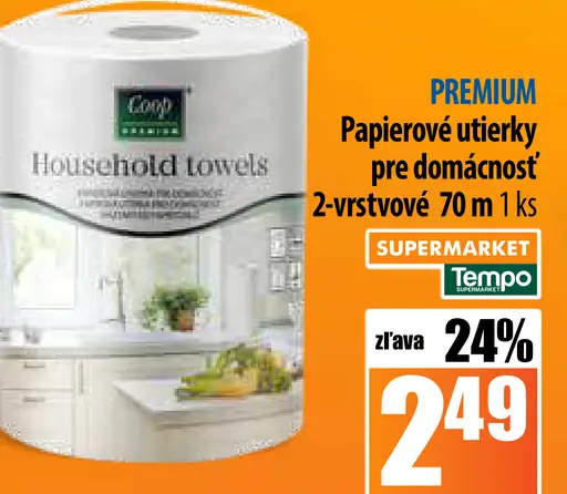PREMIUM Papierové utierky pre domácnosť 2-vrstvové