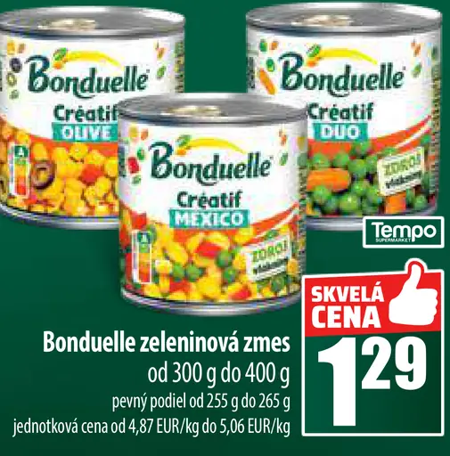 Bonduelle zeleninová zmes rôzne druhy
