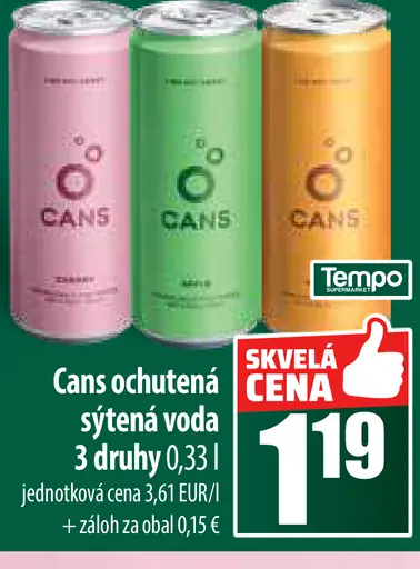 Cans Ochutená sýtená voda