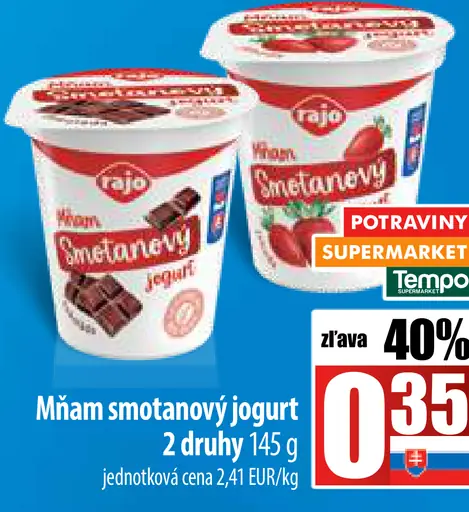Rajo Bezlaktózový smotanový jogurt
