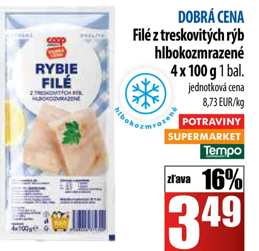 Filet z treskovitých rýb hlbokozmrazené