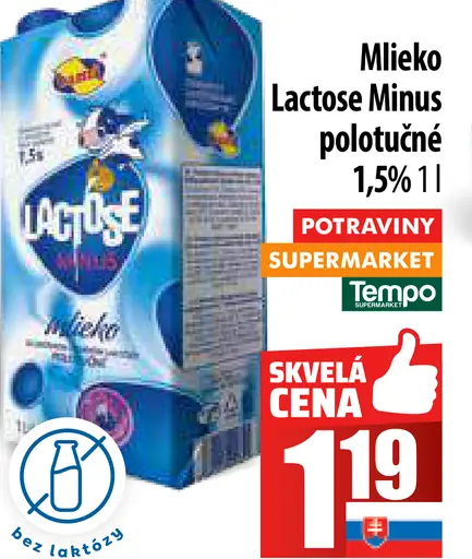 Lactose Minus mlieko polotučné