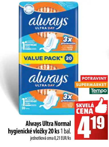 Always Ultra Normal hygienické vložky