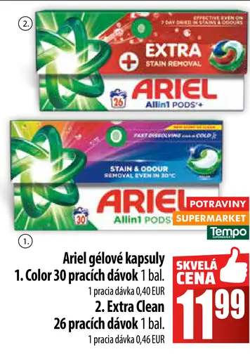 Ariel gelové kapsuly Color, Extra Clean