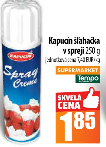Kapitán Kapučín šľahačka v spreji