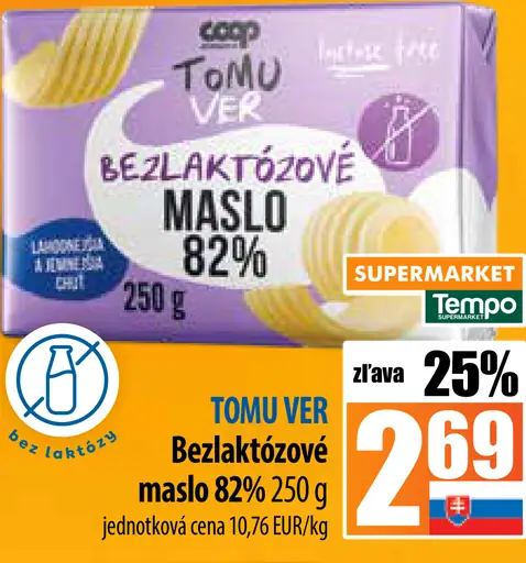 TOMU VER Bezlaktózové maslo 82%