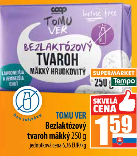 TOMU VER Bezlaktózový tvaroh mäkký