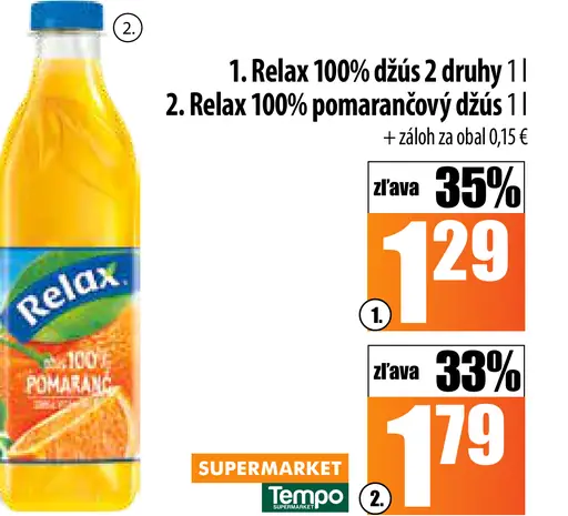 Relax 100% pomarančový džús