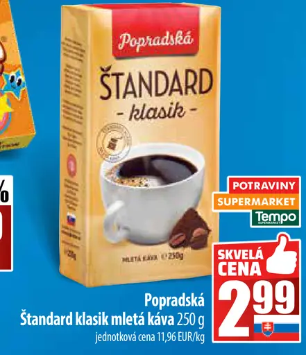 Popradská Štandard klasik mletá káva