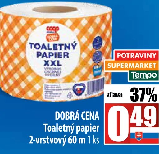 Toaletný papier 2-vrstvový 60 m 1 ks