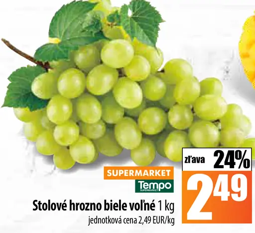 Stolové hrozno biele voľné