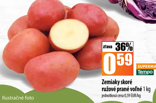 Zemiaky skoré ružové prané voľné