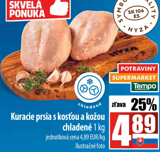 Kuracie prsia s kosťou a kožou