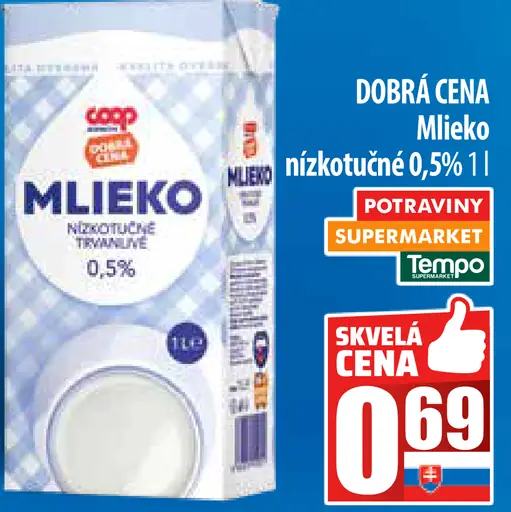 Coop Mlieko nízkotučné