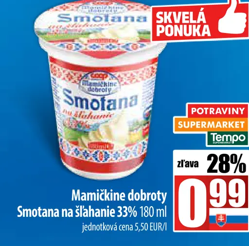 Mamičkina dobroty Smotana trvanlivá na šľahanie 33%