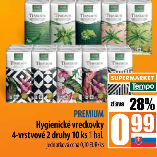 Premium Hygienické vreckovky 4-vrstvové 2 druhy