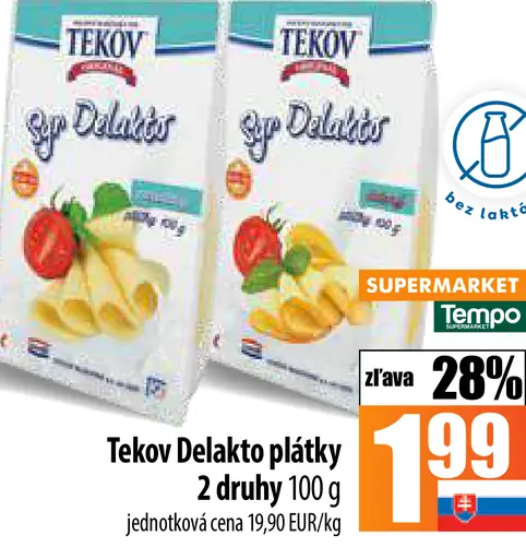 Tekov Delakto plátky 2 druhy