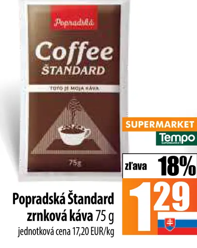 Popradská Coffee Štandard pražená zrnková káva