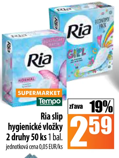 Ria slipové hygienické vložky