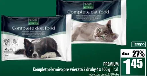 Premium kompletné krmivo pre zvieratá
