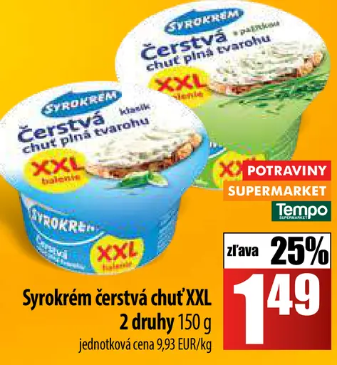 Syrokrém čerstvá chuť XXL 2 druhy