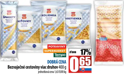 Dobrá cena Bezvaječné cestoviny viac druhov