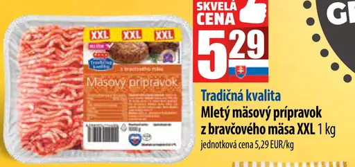 Tradičná kvalita Mletý mäsový prípravok z bravčového mäsa XXL
