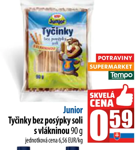 Junior Tyčinky bez posýpky soli s vlákninou