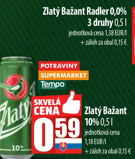 Zlatý Bažant Radler 0,0%