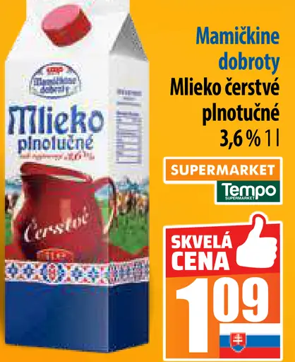 Mamičkine dobroty Mlieko čerstvé plnotučné