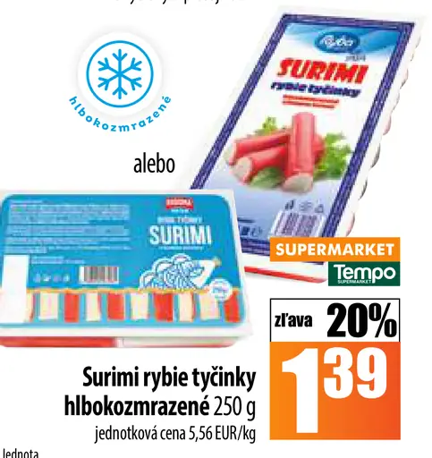 Surimi rybie tyčinky hlbokozmrazené