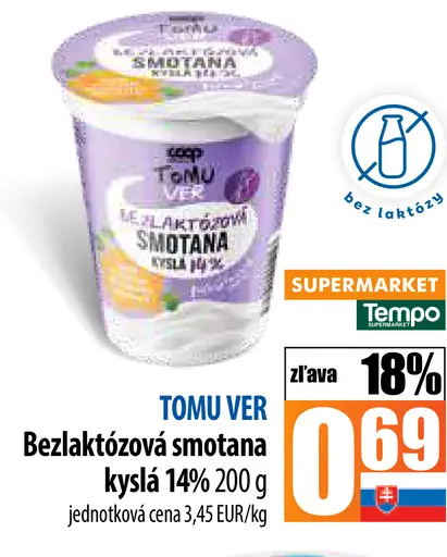 TOMI VER Bezlaktózová smotana kyslá 14%