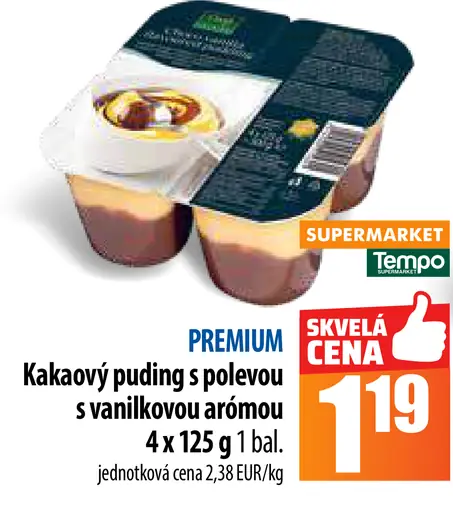 PREMIUM Kakaový puding s polevou s vanilkovou arómou