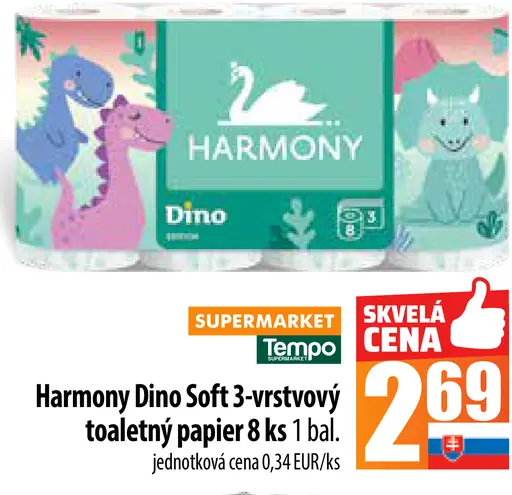 Harmony Dino Soft 3-vrstvový toaletný papier