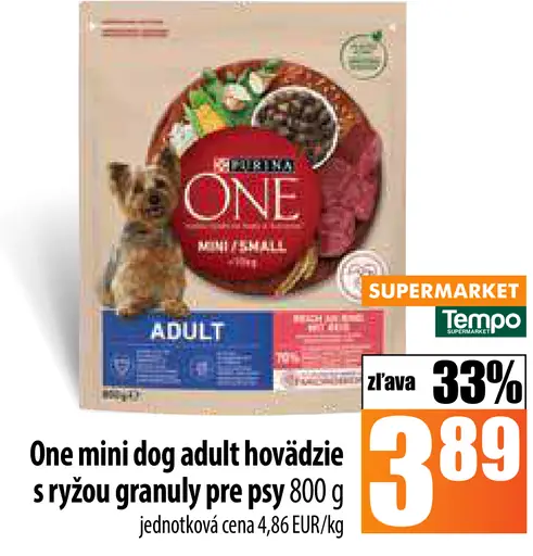 One mini dog adult hovädzie s ryžou granuly pre psy