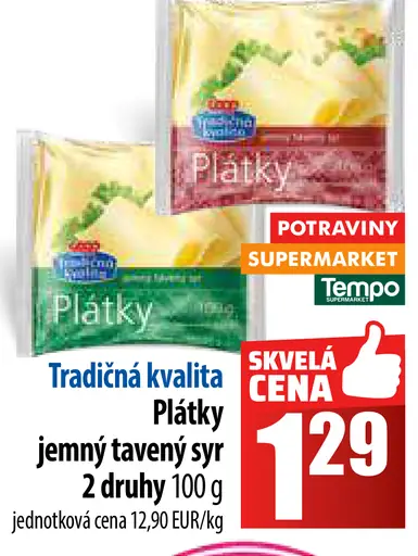 Plátky jemný tavený syr