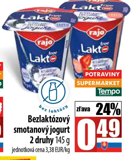 Lakte bezlaktózový smotanový jogurt 2 druhy