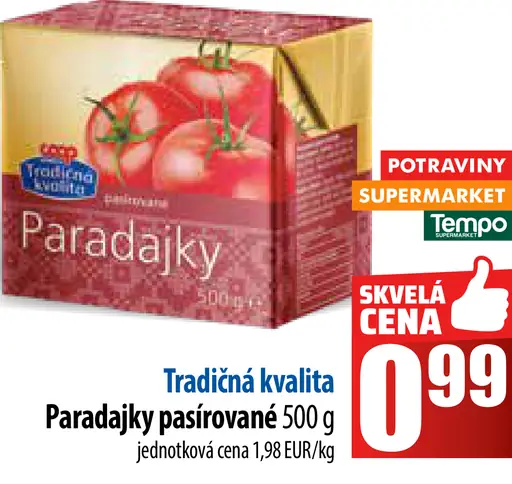 Tradičná kvalita Paradajky pasírované