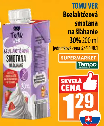 Tomu Ver Bezlaktózová smotana na šľahanie