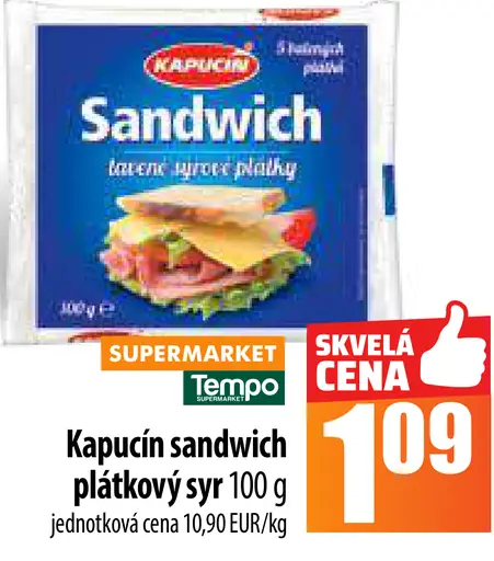 Kapučin sandwich plátkový syr