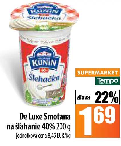 Kunin De Luxe Smotana na šľahanie 40%