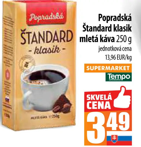 Popradská Štandard klasik mletá káva
