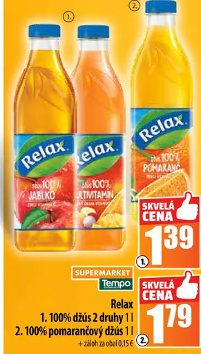 Relax 100% pomarančový džús