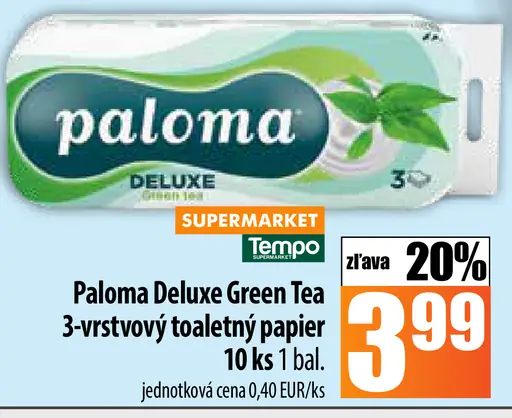 Paloma Deluxe Green Tea 3-vrstvový toaletný papier