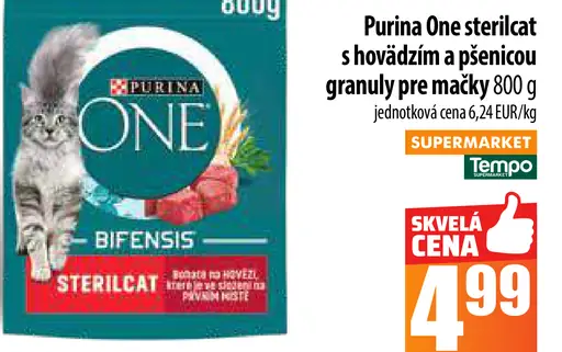 Purina One sterilcat s hovädzím a pšenicou granuly pre mačky