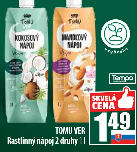 Tomu Ver Kokosový a Mandľový nápoj
