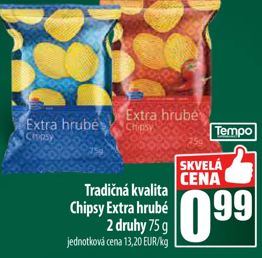 Tradičná kvalita Chipsy Extra hrubé
