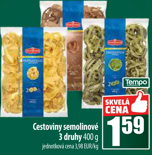 Cestoviny semolinové