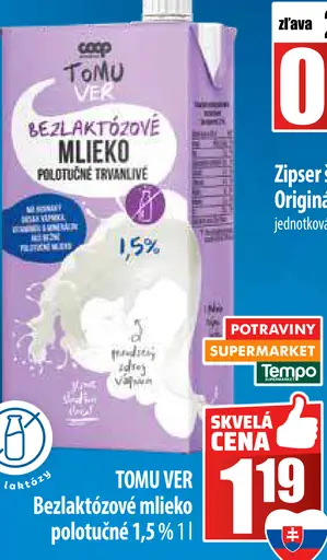 Tomu Ver Bezlaktózové mlieko polotučné